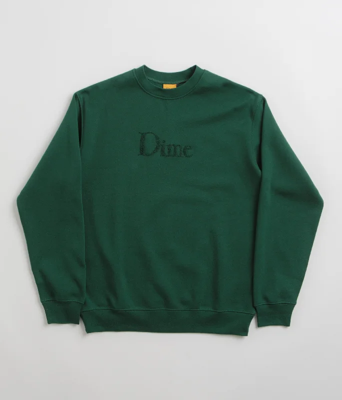 Dime Classic Logo Crewneck Sweatshirt - Rainforest Hoodie with Distressed Vintage Worn