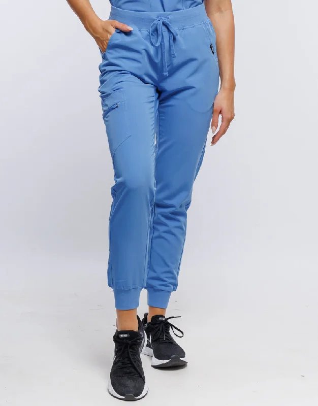 Essential Jogger Scrub Pants - Ceil Blue Chic Faux Leather Pants