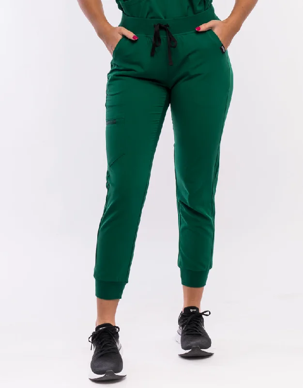 Essential Jogger Scrub Pants - Evergreen Formal Linen Trousers