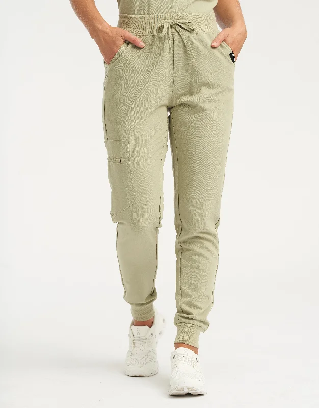 Essential Jogger Scrub Pants - Matcha Elegant Palazzo Trousers