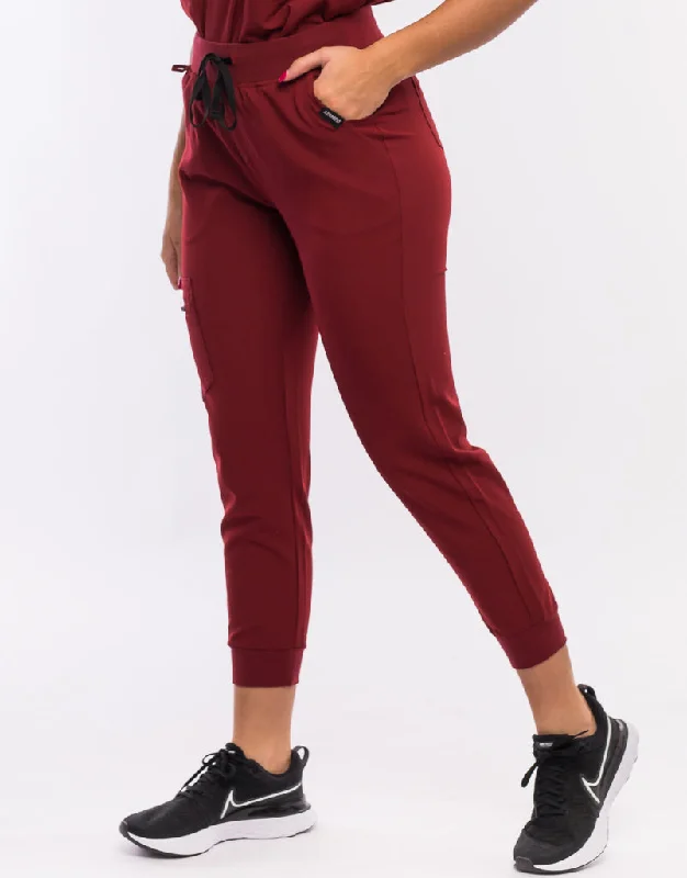 Essential Jogger Scrub Pants - Syrah Red Relaxed Casual Leggings