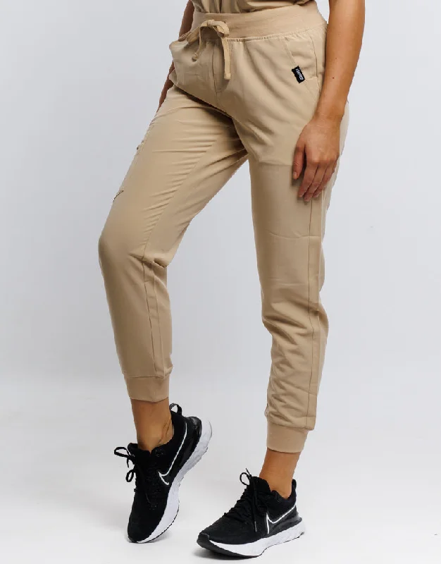 Essential Jogger Scrub Pants - Warm Sand Wide-Legged Palazzos