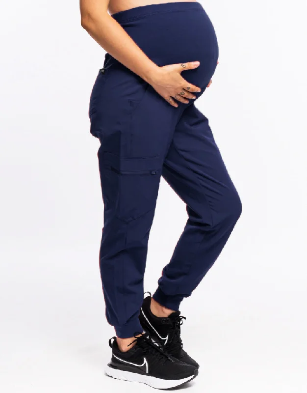 Essential Maternity Jogger Scrub Pants - True Navy Trendy Palazzo Pants