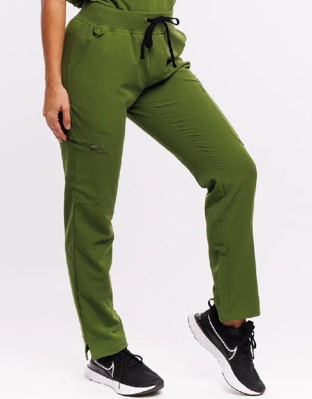 Essential Multi-Pocket Scrub Pants - Fern Green Comfy Cargo Trousers