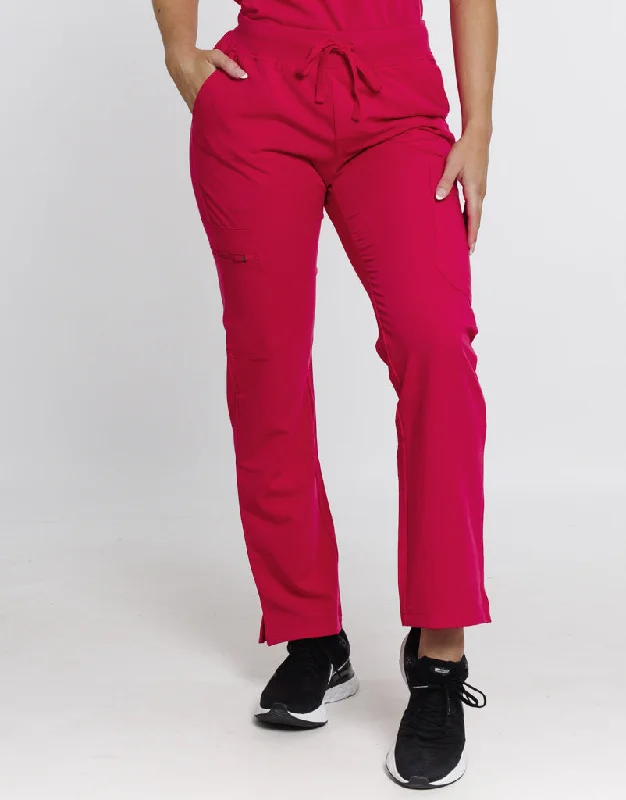 Essential Multi-Pocket Scrub Pants - Magenta Pink Wide-Legged Palazzos