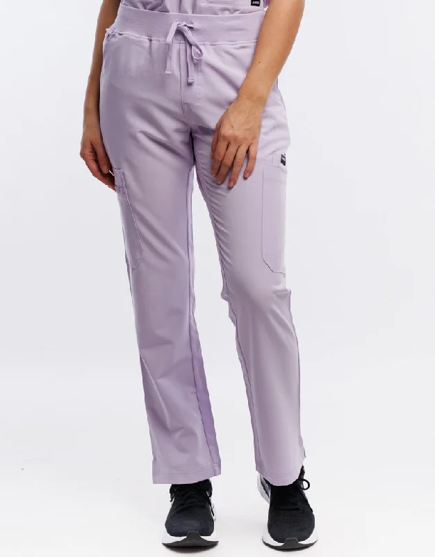 Essential Multi-Pocket Scrub Pants - Pastel Lilac Casual Sweatpants Style