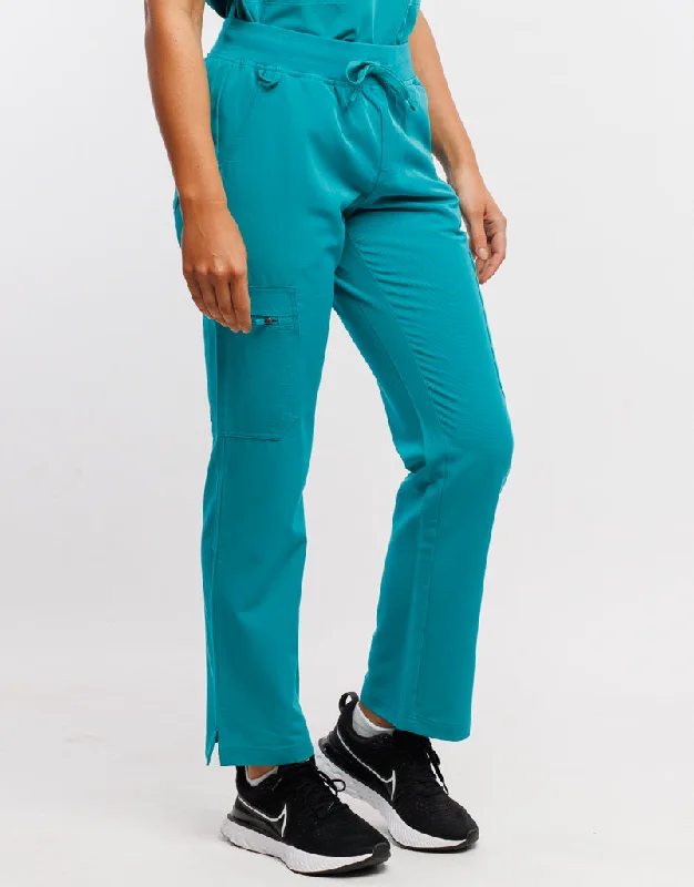 Essential Multi-Pocket Scrub Pants - Sydney Teal Comfortable Denim Leggings