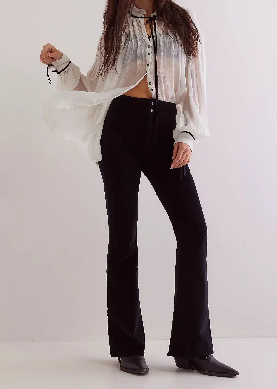 Free People Jayde Cord Flare Pants ★ Black Cozy Lounge Pants