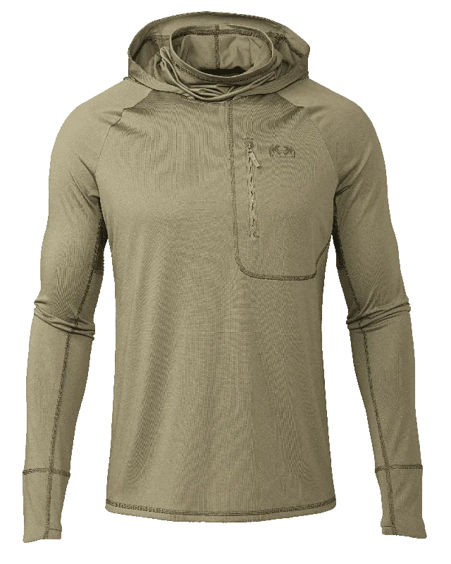 Gila PRO LS Hoodie | Khaki Hoodie with Ribbed Cuffs Snug Fit Comfort