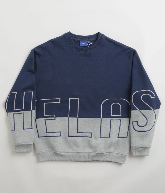 Helas Negative Crewneck Sweatshirt - Grey / Navy Hoodie with Full-Zip Functional Layering