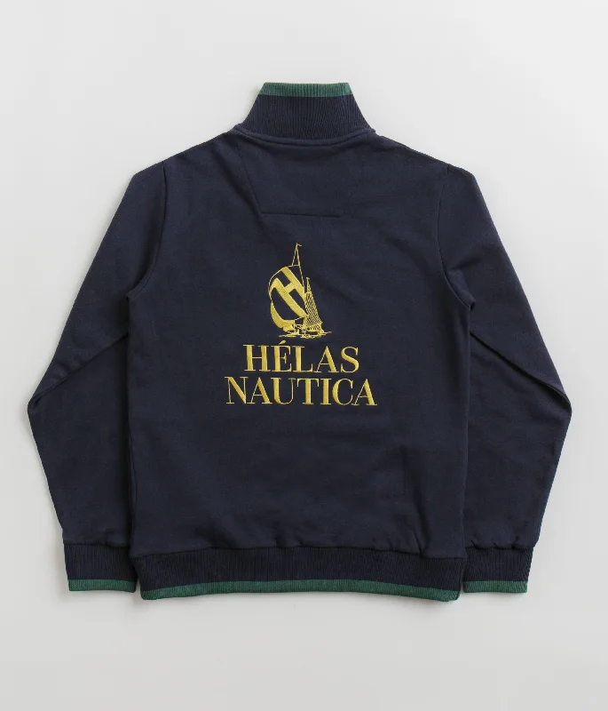 Helas x Nautica Quarter Zip Sweatshirt - Navy Hoodie with Elastic Cuffs Stretchable Comfortable