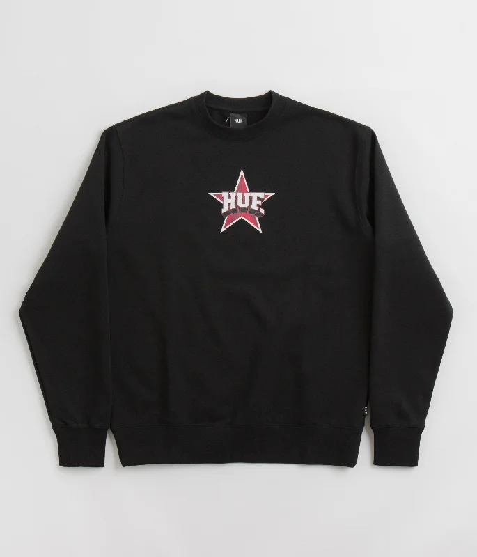 HUF All Star Crewneck Sweatshirt - Black Hoodie with Crew Neck Simple Timeless