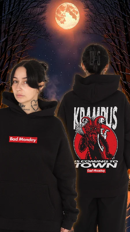 Krampus Town Hoodie Hoodie with Hidden Zipper Minimalist Clean