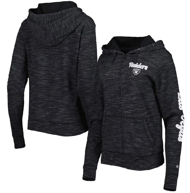 Las Vegas Raiders Women's New Era Black Reverse Full-Zip Hoodie Hoodie with Neon Bright Vibrant