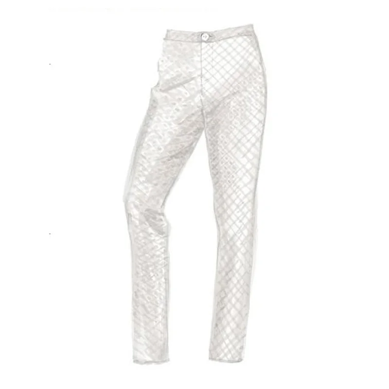 Textured Ankle Pant Fashionable Button-Up Pants