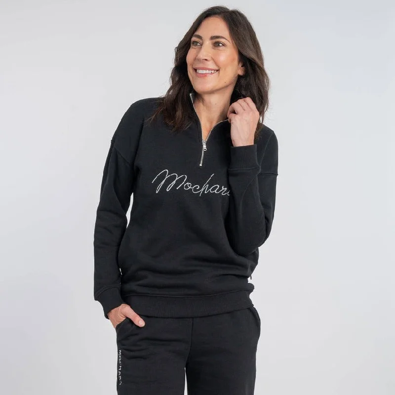 Mochara Luxe Collection Half Zip Sweatshirt Hoodie with Ribbed Hem Stretchable Secure