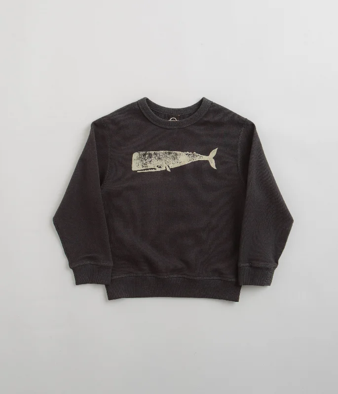 Mollusk Kids Whale Crewneck Sweatshirt - Faded Navy Hoodie with Elastic Waist Stretchable Comfortable