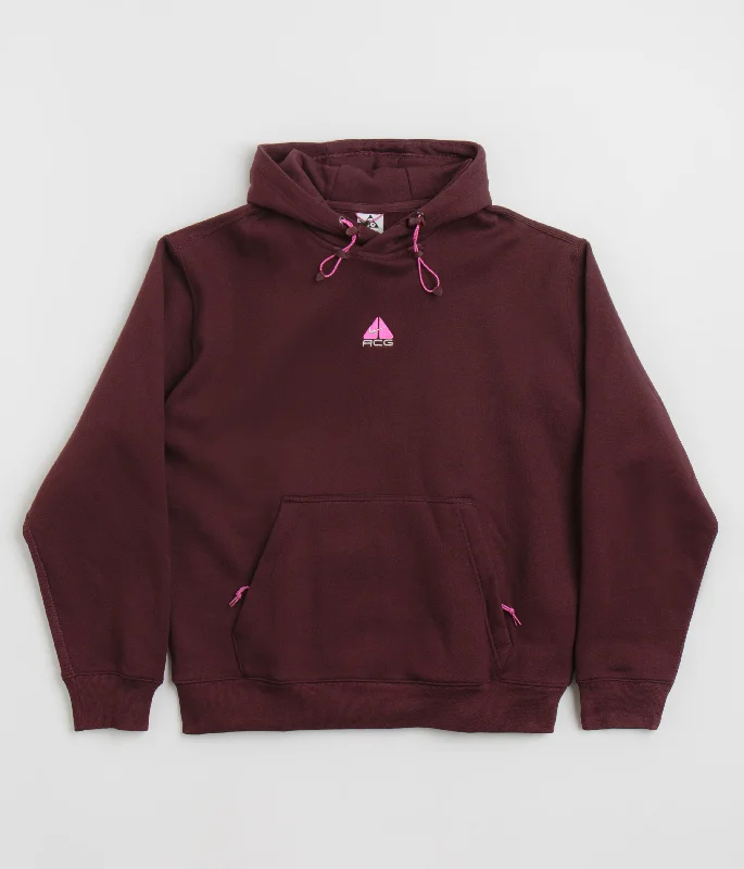 Nike ACG Therma-FIT Fleece Hoodie - Burgundy Crush / Summit White Hoodie with Oversized Fit Loose Comfortable