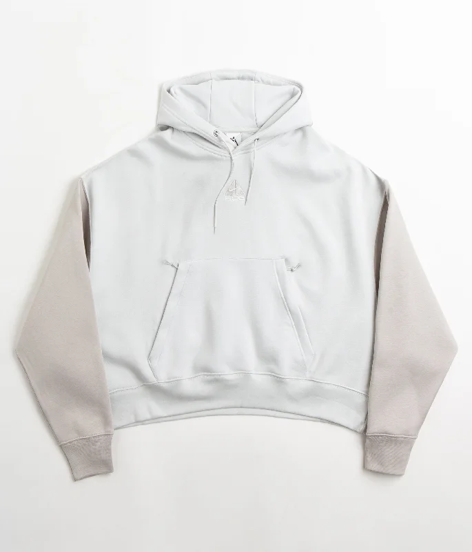 Nike ACG Womens Tuff Knit Hoodie - Photon Dust / Light Iron Ore / Summit White Hoodie with Lace Feminine Delicate