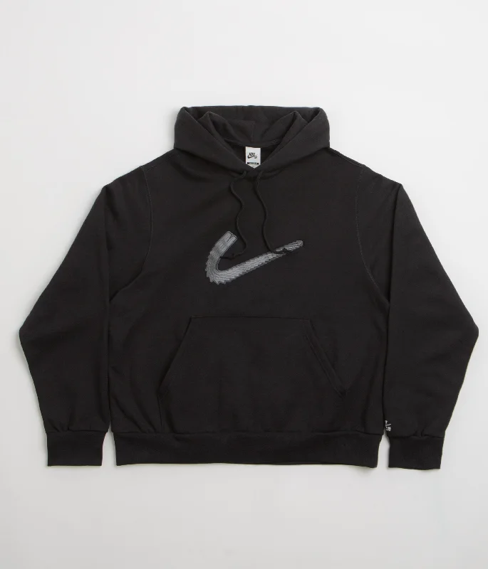 Nike SB N Swoosh Hoodie - Black / White Hoodie with Velcro Closure Adjustable Secure