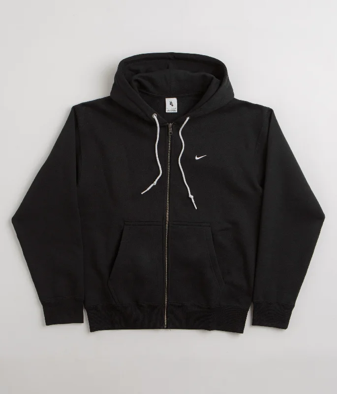 Nike Solo Swoosh Full Zip Hoodie - Black / White Hoodie with Pocket Utility Practical