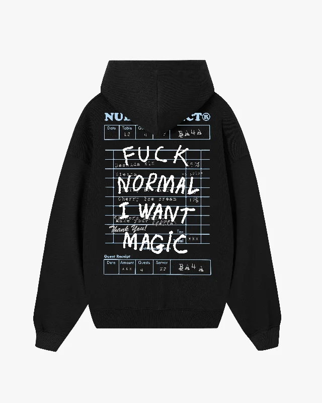 FUCK NORMAL HOODIE BLACK Hoodie with Exposed Zipper Edgy Industrial