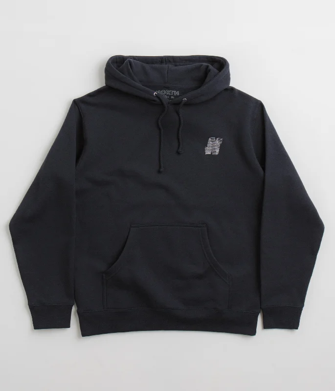 North N Logo Hoodie - Navy / White Hoodie with Typography Text Message