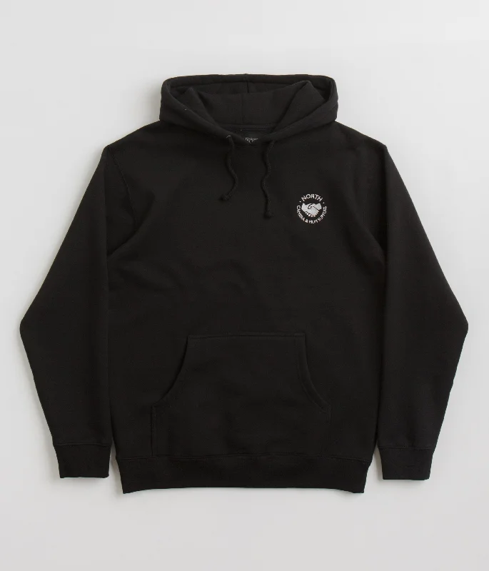 North Supplies Logo Hoodie - Black / White Hoodie with Contrast Stitching Detailed Premium