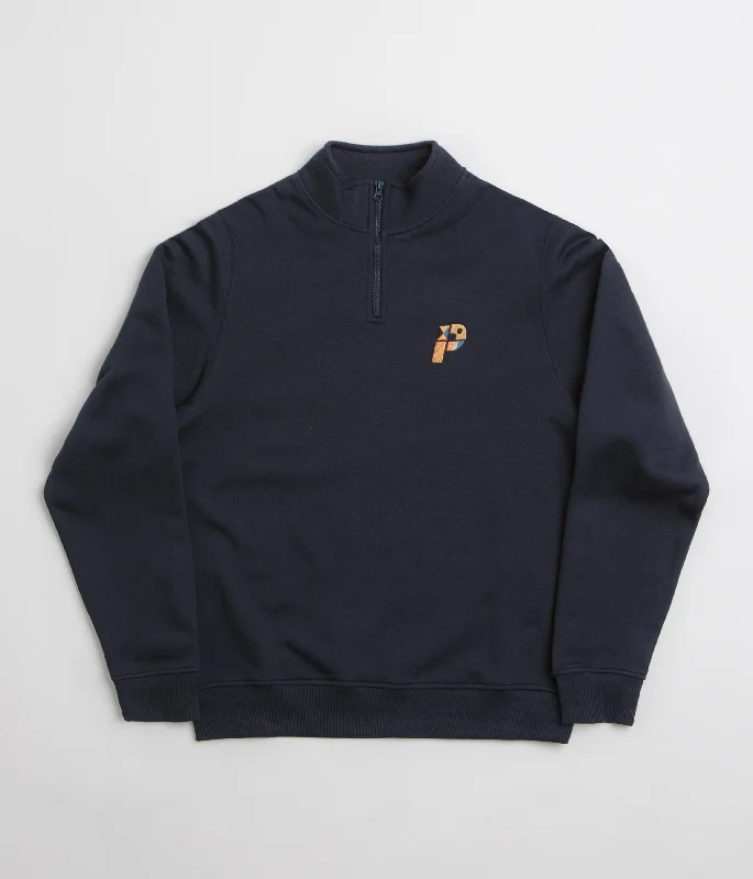 Parlez Warner 1/4 Zip Sweatshirt - Navy Hoodie with Pocket Utility Practical