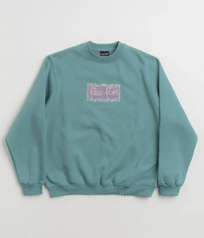 Pass Port Plume Crewneck Sweatshirt - Washed Out Teal Hoodie with Relaxed Fit Easy Casual