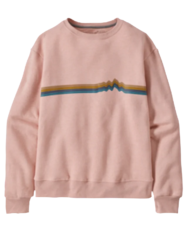 Patagonia Women's Ridge Rise Stripe Uprisal Crew Sweatshirt - Cozy Peach Hoodie with Toggle Buttons Decorative Unique