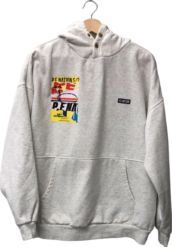 P.E Nation Grey Hoodie Medium Hoodie with Pastel Soft Subtle