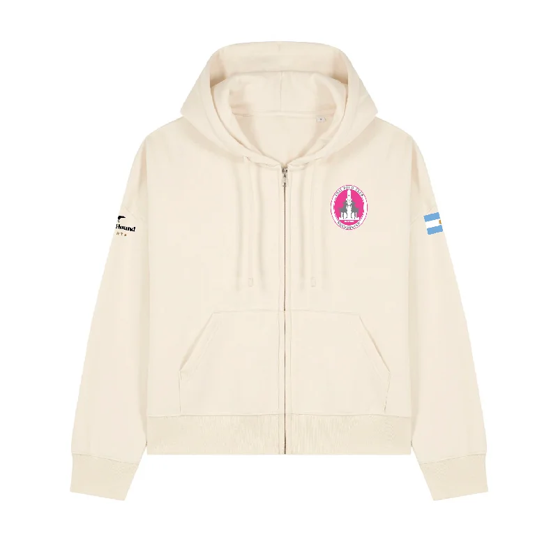 Pink Polo Cup 2024 Natural Raw Women's Zip Hoodie Hoodie with Emblem Brand Identity