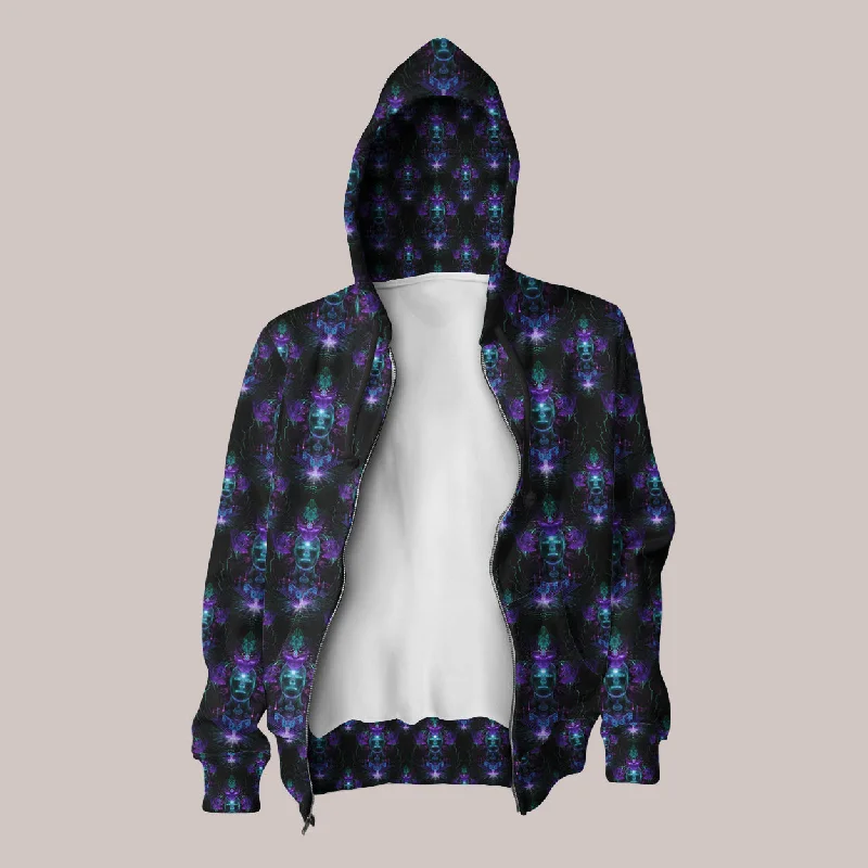 Psychedelic Hoodie (UV/RGB, Eco-Friendly, Unisex, Zip-Up) | CYBERDELIC Hoodie with Oversized Fit Loose Comfortable