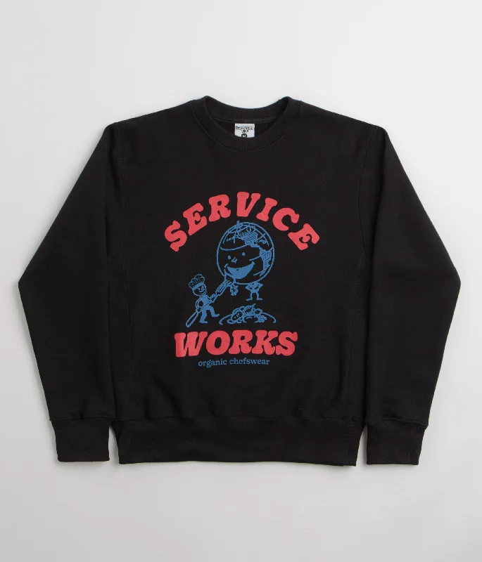 Service Works Organic Chefswear Crewneck Sweatshirt - Black Hoodie with Gradient Ombre Colorful