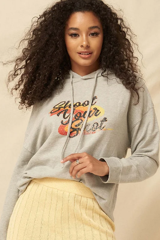 Shoot Your Shot Vintage Graphic Hoodie Hoodie with Lace Feminine Delicate