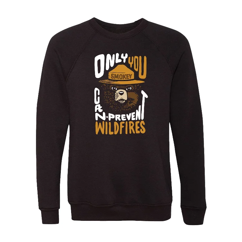 Smokey Bear Since 44' Crewneck Sweatshirt Hoodie with Drawcord Adjustable Secure