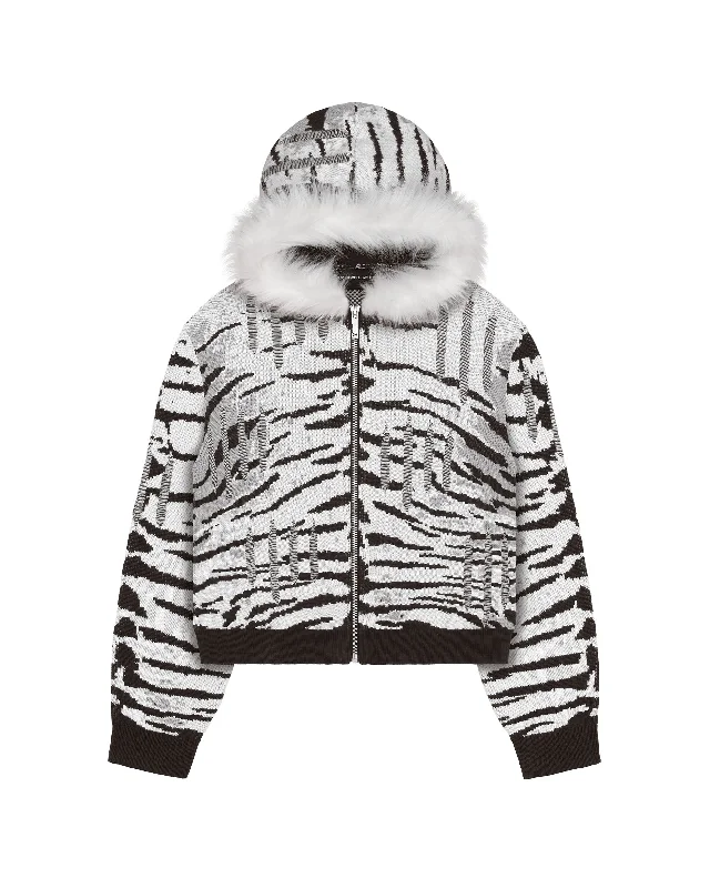 Snow Tiger Hoodie Hoodie with High Neck Warm Protective