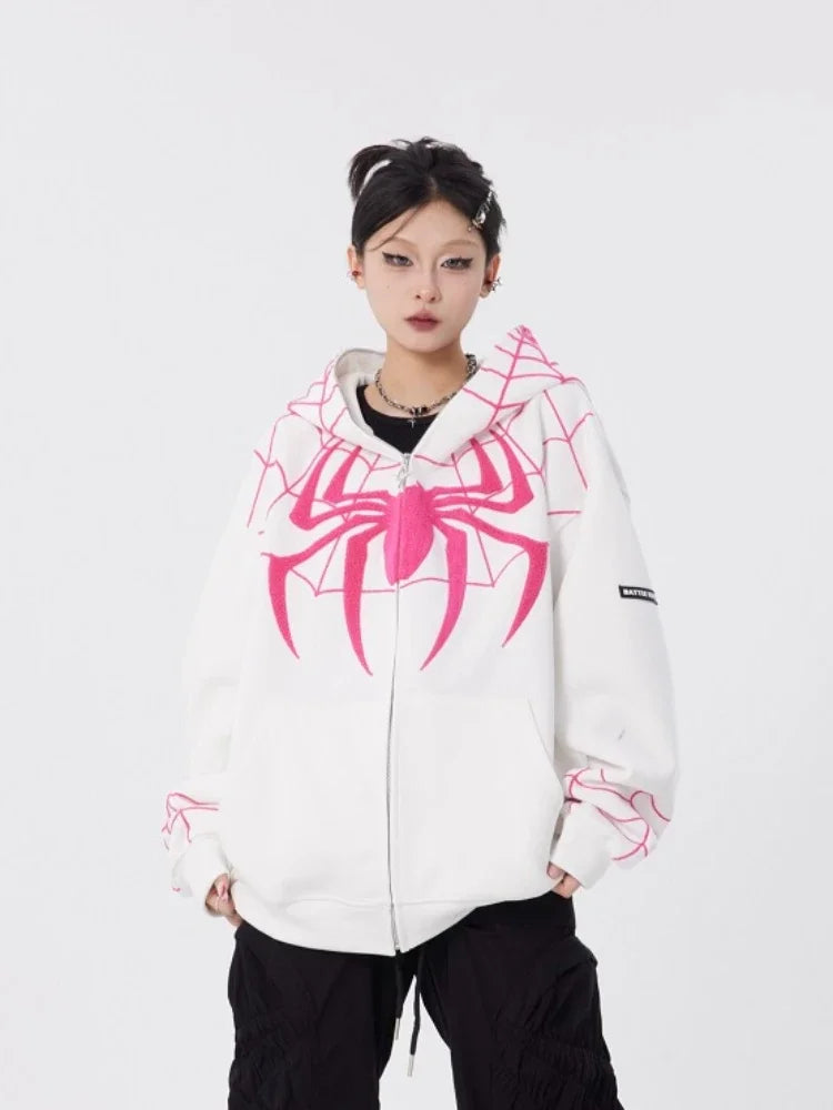 Spider Hoodie Hoodie with Contrast Stitching Detailed Premium