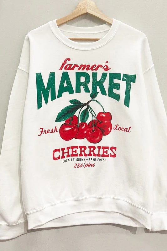 Farmers Market Cherries Sweatshirt Hoodie with Tie-Dye Psychedelic Retro