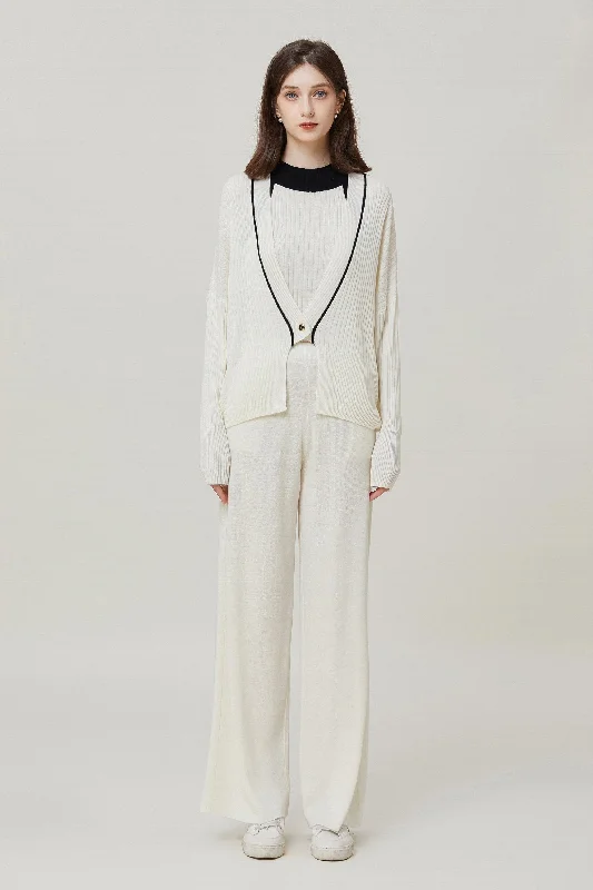 Sylphide | Sian White Wool Blend Pants Classic Flared Pants