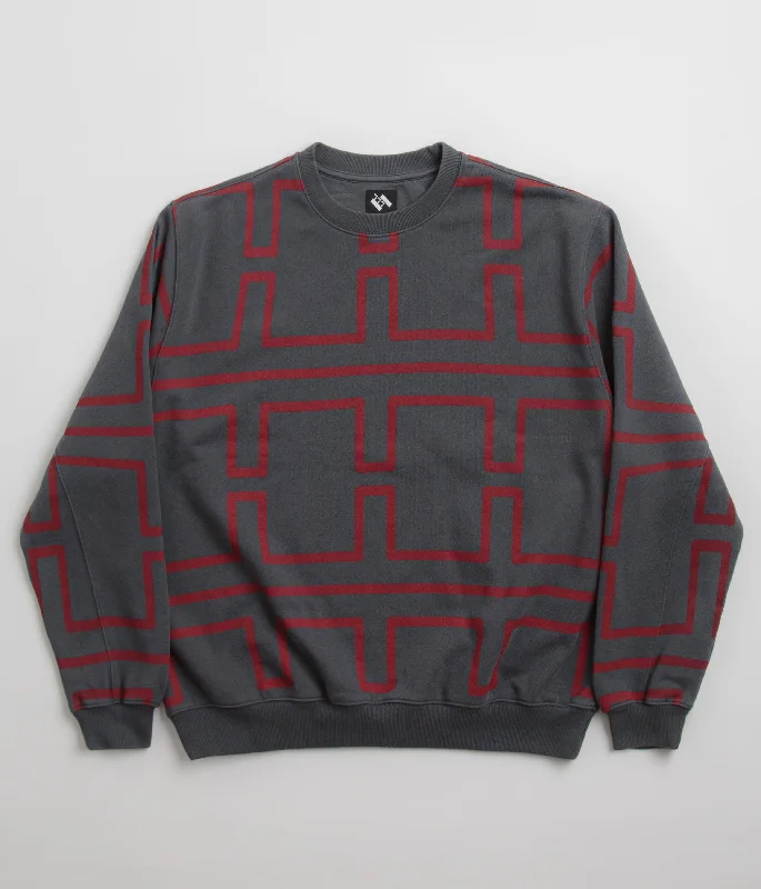 The Trilogy Tapes Over Dye Pulse Crewneck Sweatshirt - Black / Red Hoodie with Earth Tones Natural Calm