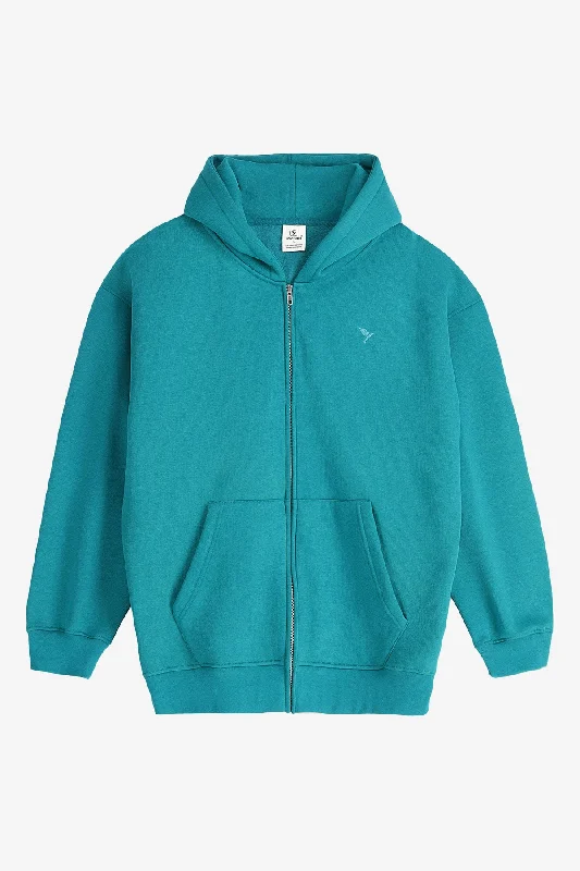 Teal Relaxed Fit Zip Through hoodie - S24 - UH0018R Hoodie with Logo Branding Identity