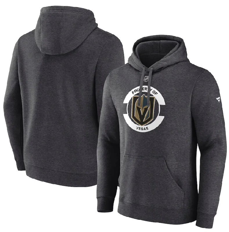 Vegas Golden Knights Womens Authentic Pro Core Secondary Fleece Pullover Hoodie - Heather Charcoal Hoodie with Hem Contrast Bold Stylish