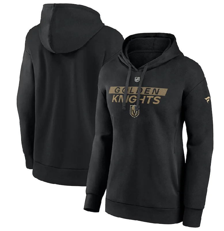 Vegas Golden Knights Women's Authentic Pro Rink Fleece Pullover Hoodie - BLACK Hoodie with Thumb Holes Functional Cozy