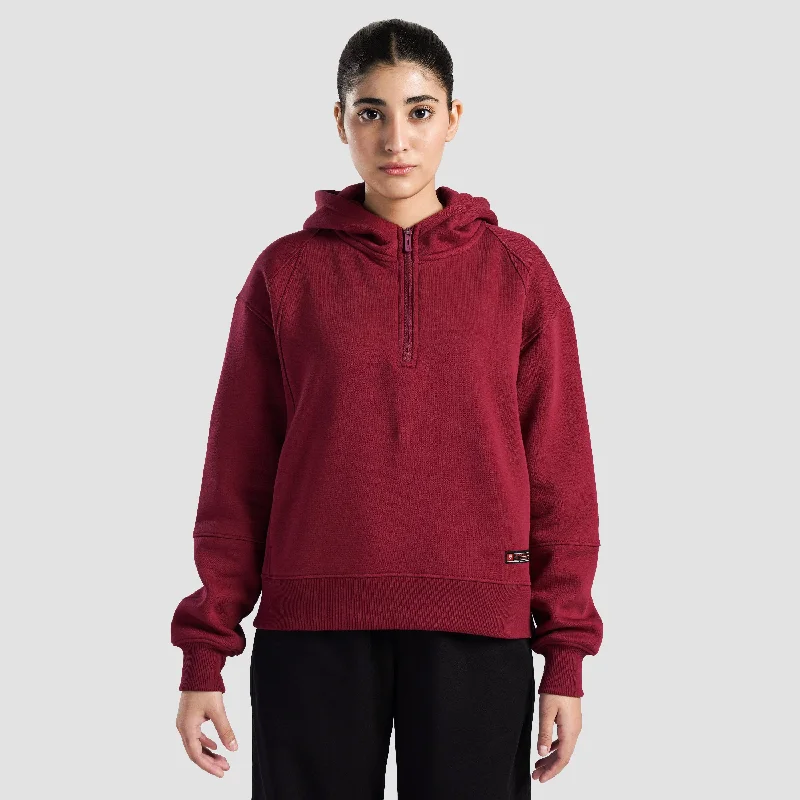 Vitablaze Half Zip Hoodie (Burgundy) Oversized Hoodie Comfort Casual