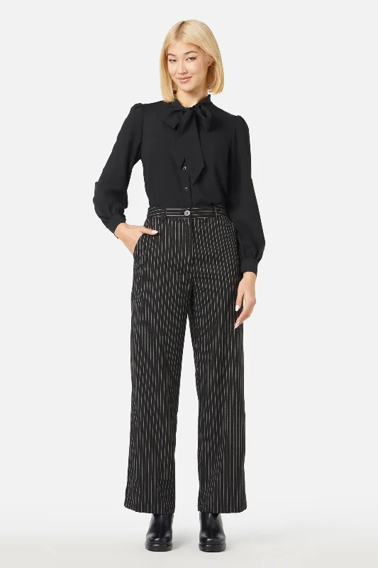 Abigail Pinstripe Pant Trendy Wide-Legged Trousers