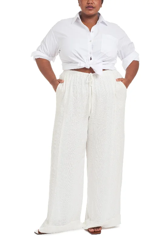 Andy Slub Gauze Pajama Pant—White Chic Capri Pants