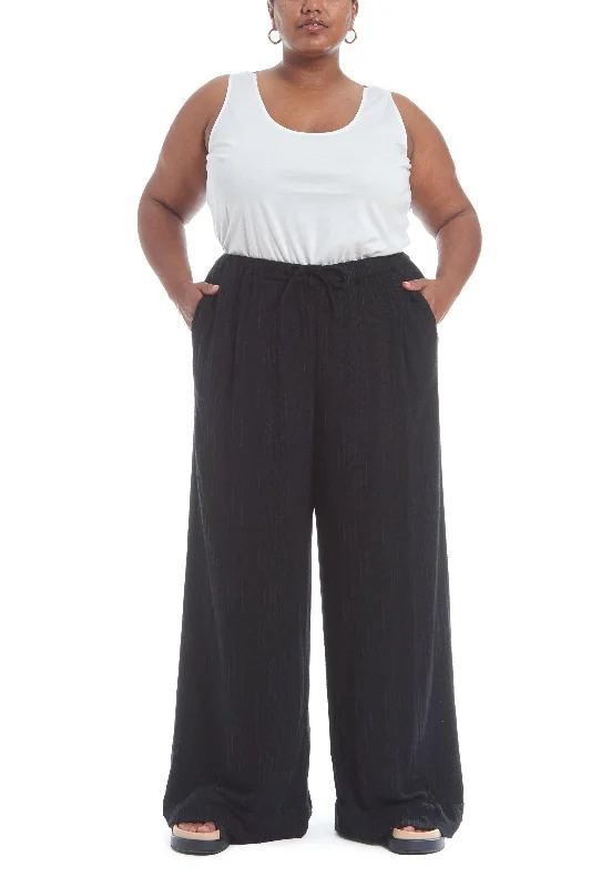 Andy Slub Gauze Pajama Pant—Black Modern Bootcut Pants