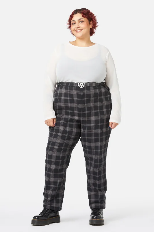 Curve Victoria Tartan Fitted Pants Warm Wool Trousers